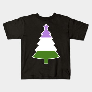 Christmas Tree LGBT Flag Genderqueer Kids T-Shirt